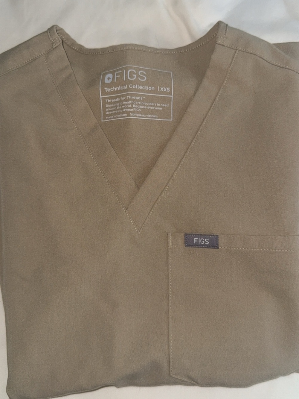 Figs V-Neck Scrub Top in Taupe